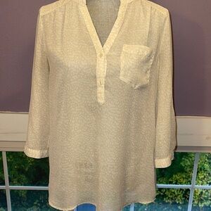 White and tan Maurice’s blouse size medium